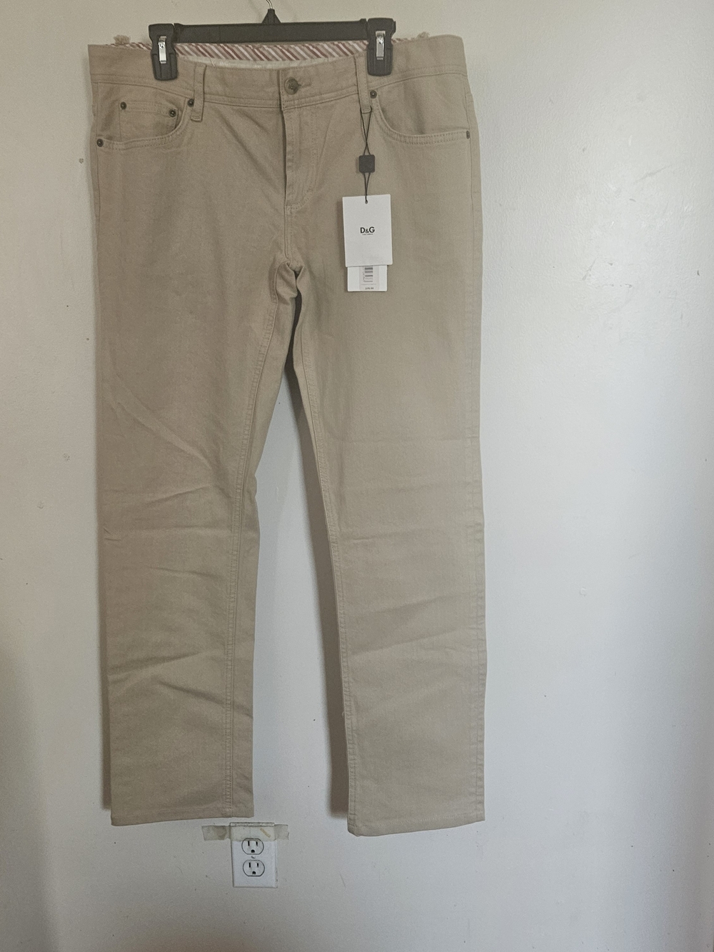 D&G Men’s Slim Straight Jeans in Light Beige